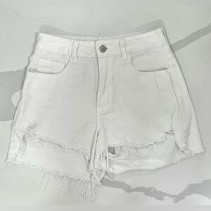 High Waisted White Jean Shorts